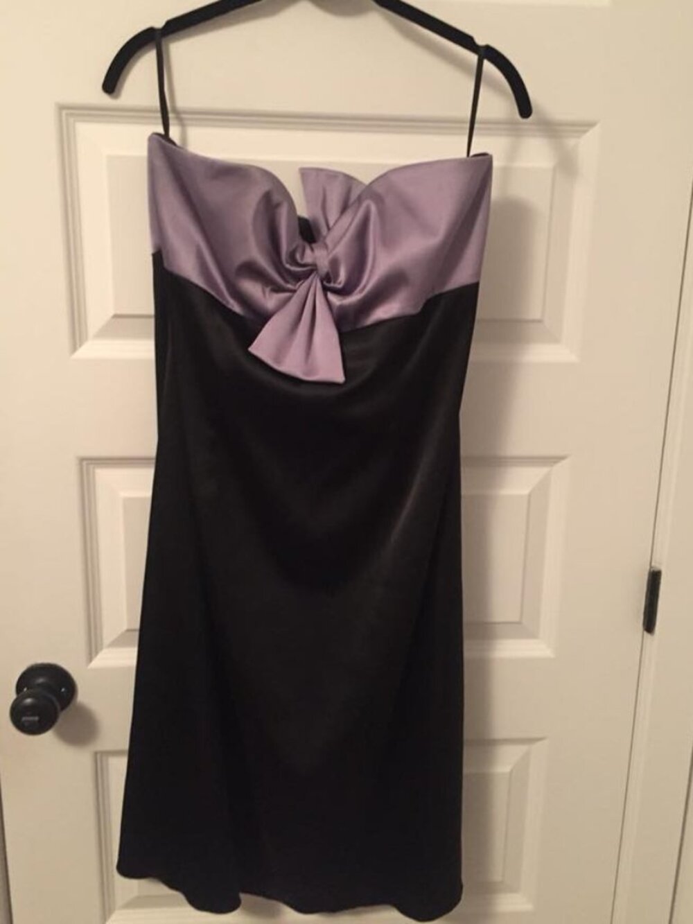 Yokko cocktail/wedding/date dress in size 48, black, with a purple bow